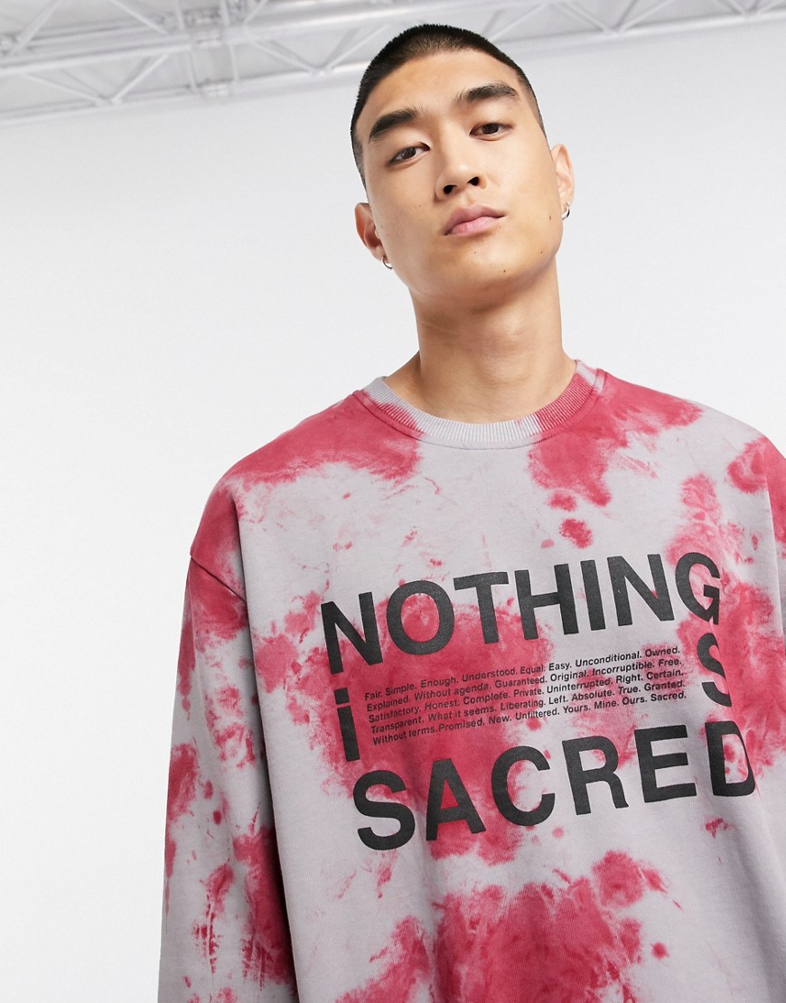 Nothing is Sacred two tone crew neck sweater in red
