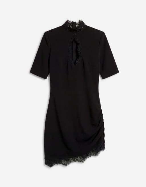 Noughts & Kisses Amaya lace trim keyhole detail shoulder pad asymmetric ...