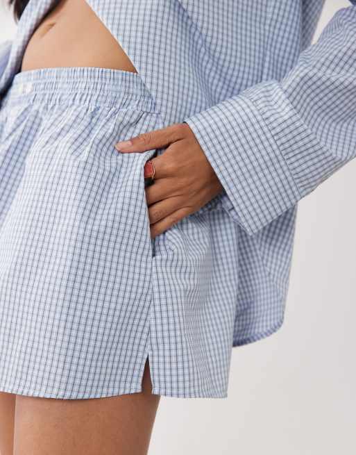 Noughts & Kisses - Blå shorts i bomuldsrigt materiale med gingham-tern - Del af sæt, 3 af 5