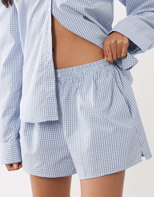 Noughts & Kisses - Blå shorts i bomuldsrigt materiale med gingham-tern - Del af sæt, 4 af 5