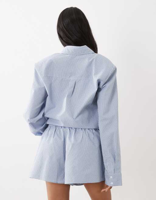 Noughts & Kisses - Blå shorts i bomuldsrigt materiale med gingham-tern - Del af sæt, 5 af 5
