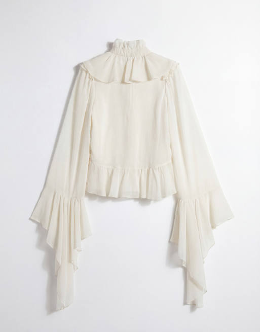 Noughts & Kisses - Blouse d'ensemble en mousseline à volants oversize - Crème, 6 de 7