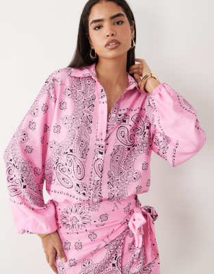 Noughts & Kisses Button Up Shirt In Pink
