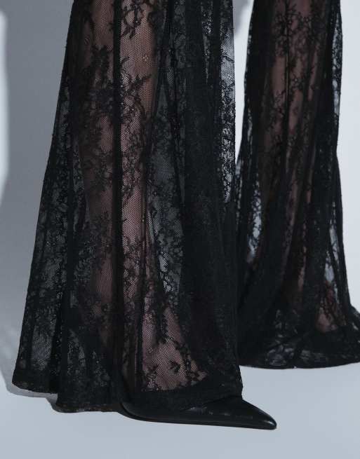 Noughts & Kisses Dakota lace flared pant in black, 3 of 9