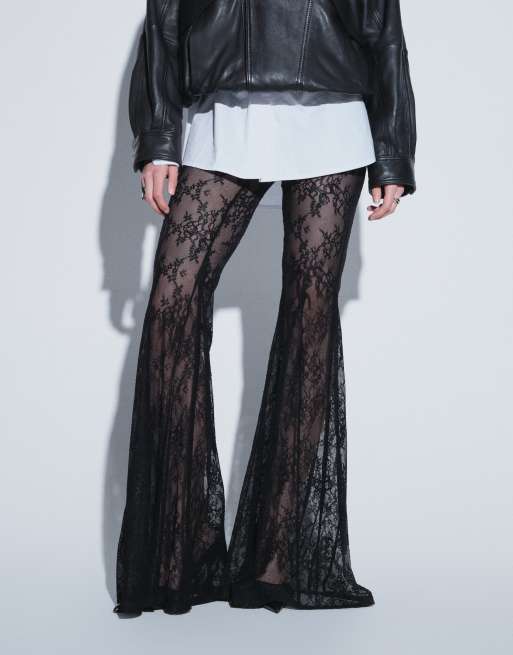 Noughts & Kisses Dakota lace flared trouser in black, 4 of 9