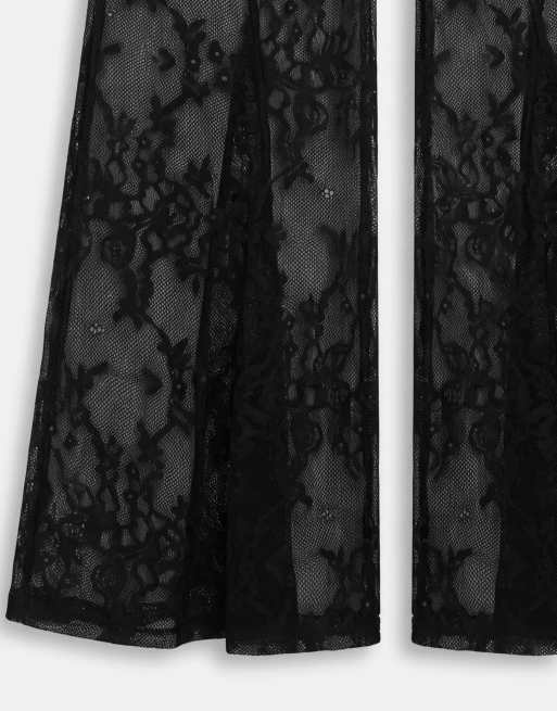 Noughts & Kisses Dakota lace flared trouser in black, 8 of 9