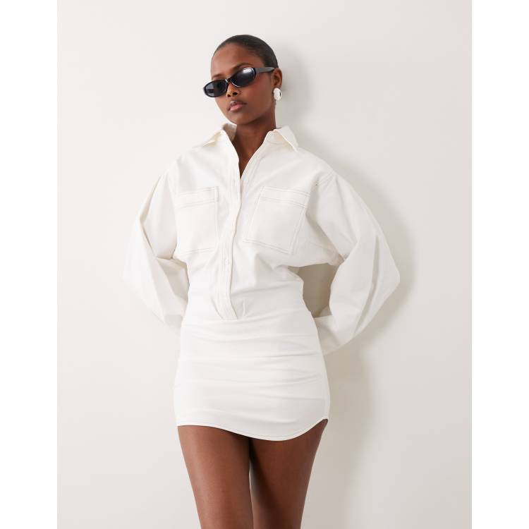 long sleeve white denim dress Petal & Pup Women's Hailey Denim Mini Dress
