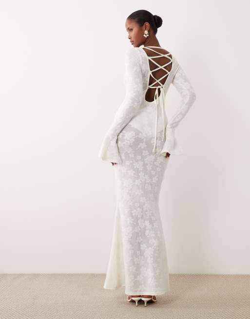 slim fit dress slacks Angel Maxi Dress White Lace – LOVE LOLINA main image 0