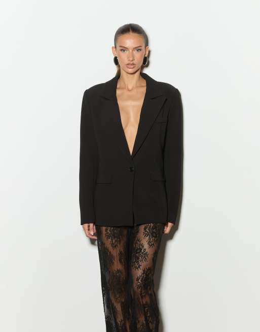 Noughts & Kisses Kaia transparente Spitzenhose mit Bindebündchen in Schwarz, 4 von 4