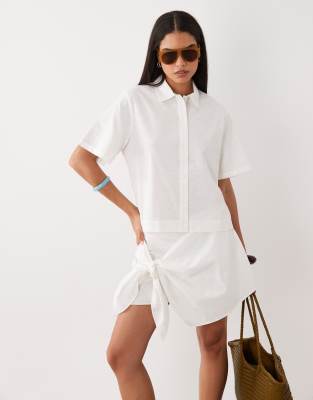 Noughts & Kisses Linen Blend Shirt In White
