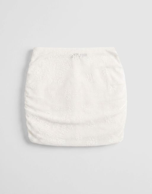 Noughts & Kisses - Mini-jupe d'ensemble en maille et dentelle - Blanc, 7 de 9