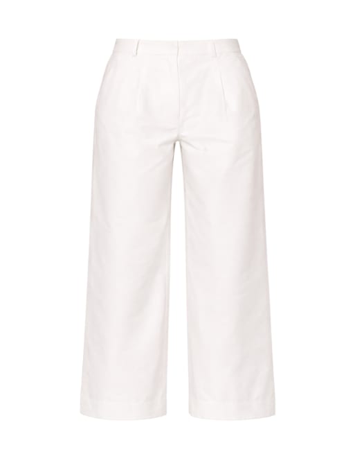 Noughts & Kisses Rae white wide leg poplin trousers in white, 5 of 6