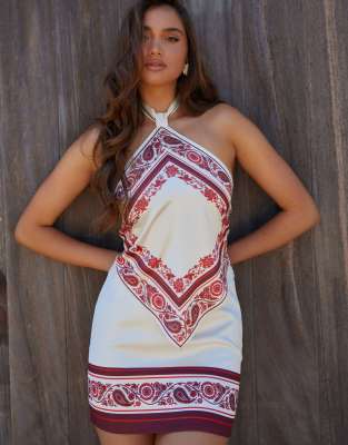 Noughts & Kisses Satin Mini Skirt In Multi