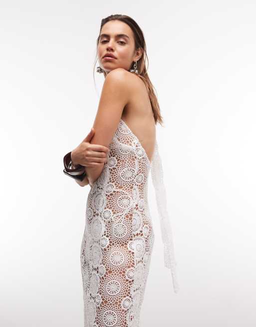 nakd crochet maxi dress Knitted Crochet Maxi Dress - Summer Dresses - Offwhite