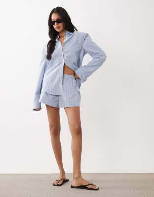 Short d'ensemble à carreaux vichy en coton mélangé - Bleu XXS