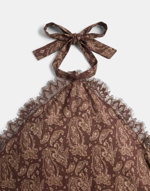 Noughts & Kisses - Top d'ensemble dos nu en satin imprimé bandana - Multicolore, 8 de 8
