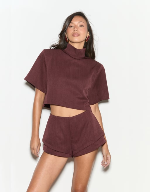 Noughts & Kisses Viola double-layered shorts in red, 2 of 4