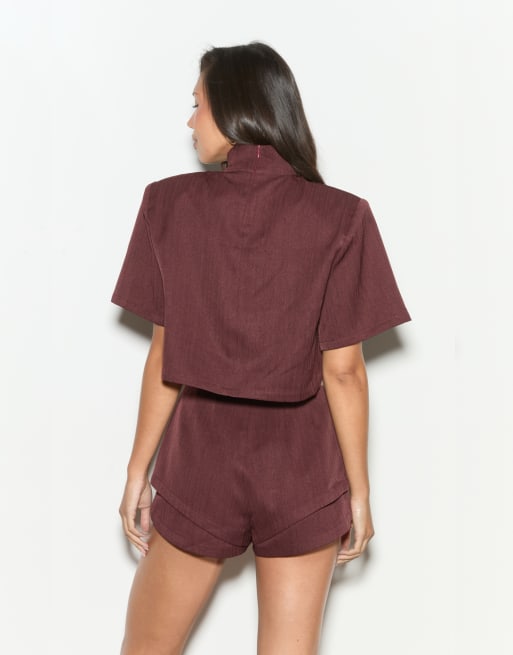 Noughts & Kisses Viola double-layered shorts in red, 4 of 4