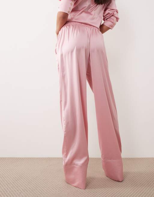 pink satin dress pants PJ Harlow Mo Satin Pant
