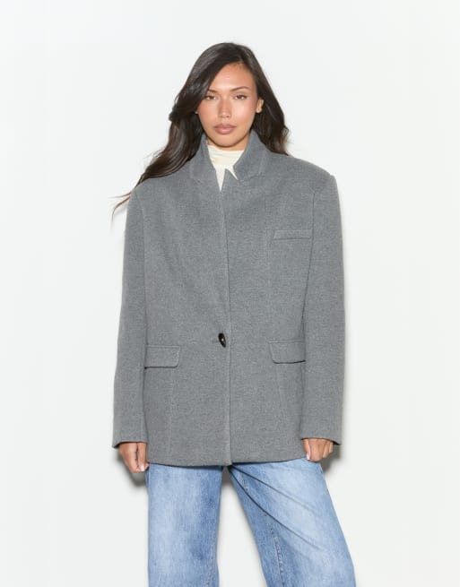 Noughts & Kisses Wren textured wool-look blazer in grey, 3 of 5