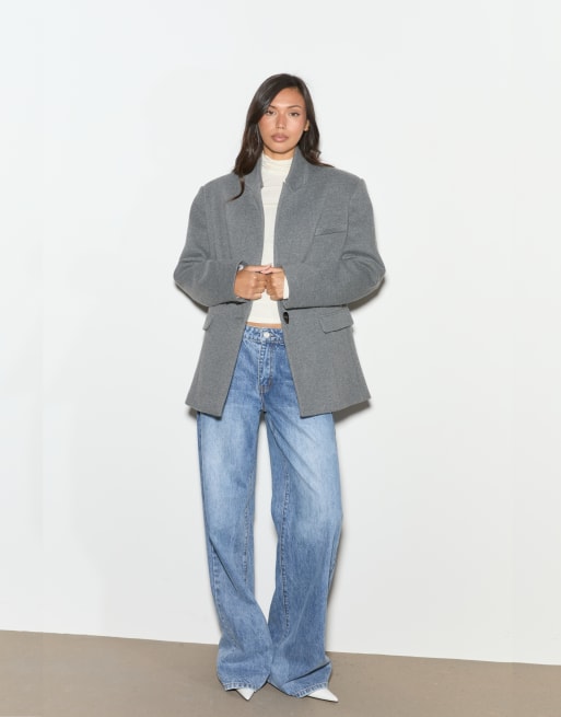 Noughts & Kisses Wren textured wool-look blazer in grey, 4 of 5