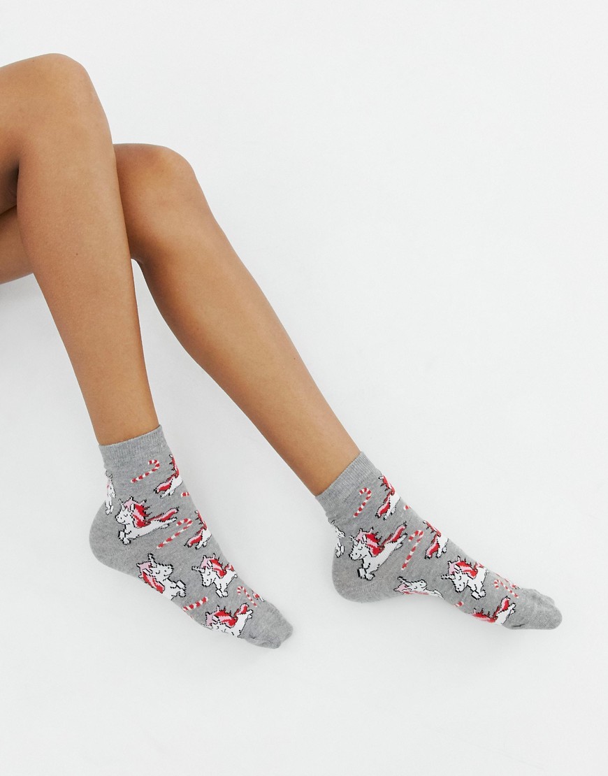 фото Новогодние носки с единорогами asos design-мульти