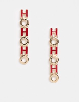 фото Новогодние серьги-подвески \"ho ho ho\" asos design-мульти