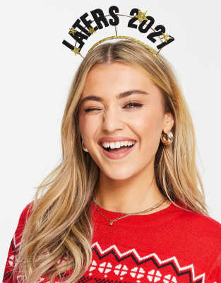 фото Новогодний ободок на голову с надписью "laters 2021" asos design christmas-разноцветный