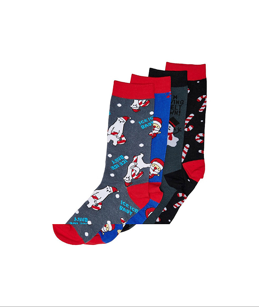 Новогодний подарочный набор из 4 пар носков Only & Sons-Разноцветный