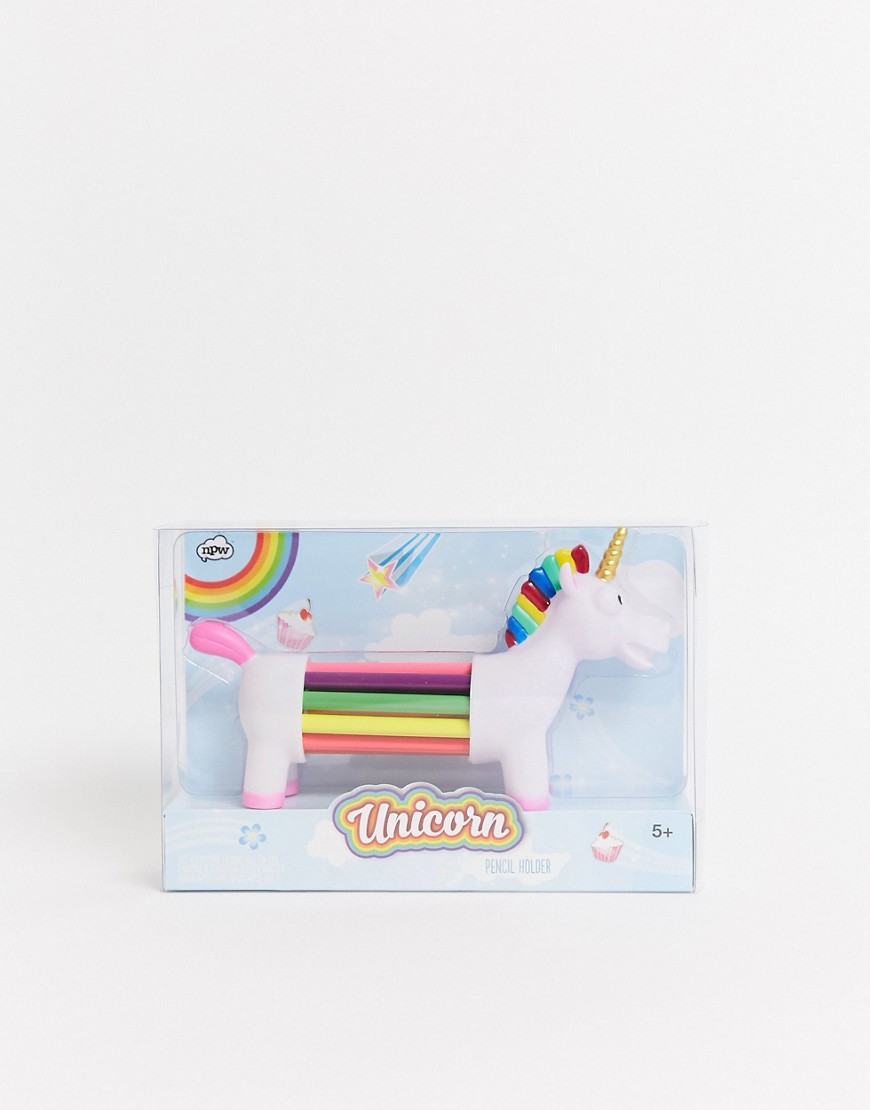 NPW - Set di penne arcobaleno con unicorno-Multicolore