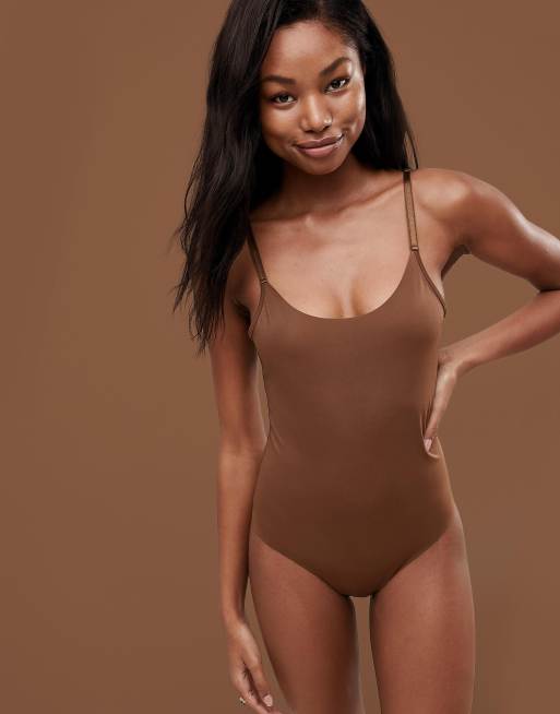 Seamless Bodysuit with Adjustable Straps Nude