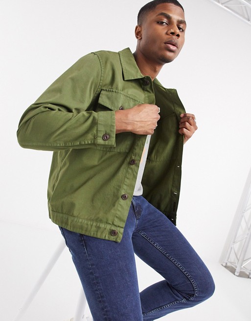 Nudie Jeans Co Colin overshirt with pockets in green