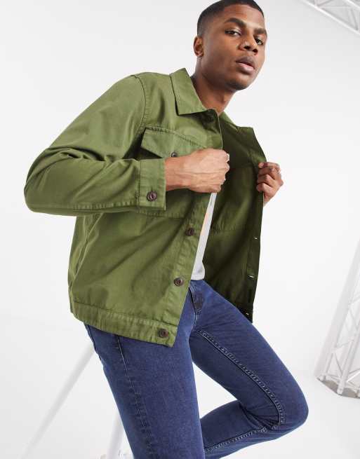 Nudie Jeans Co Colin overshirt with pockets in green | ASOS