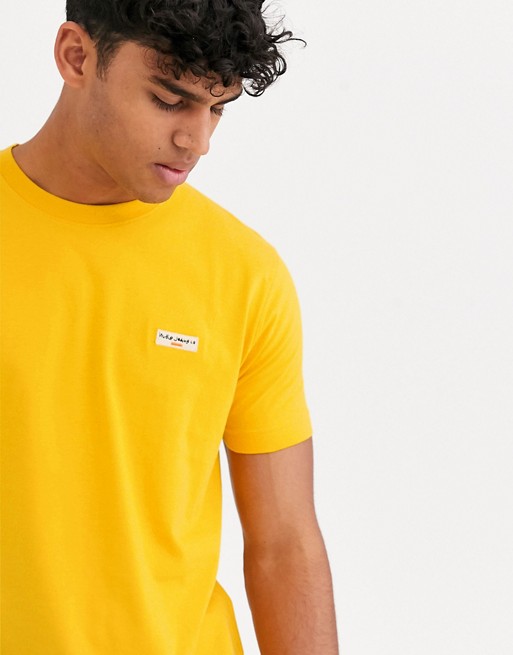 Nudie Jeans Co Daniel logo t-shirt in yellow