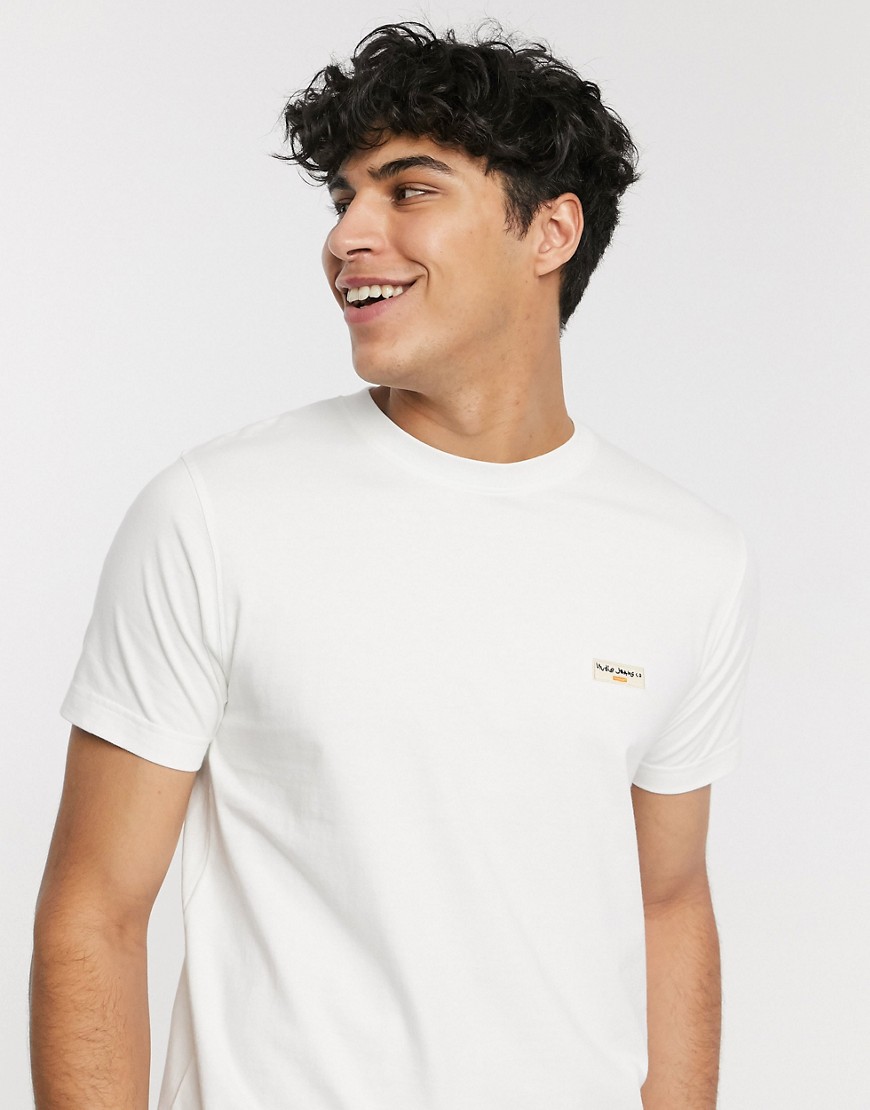 Nudie Jeans Co - Daniel - T-shirt bianco sporco con logo