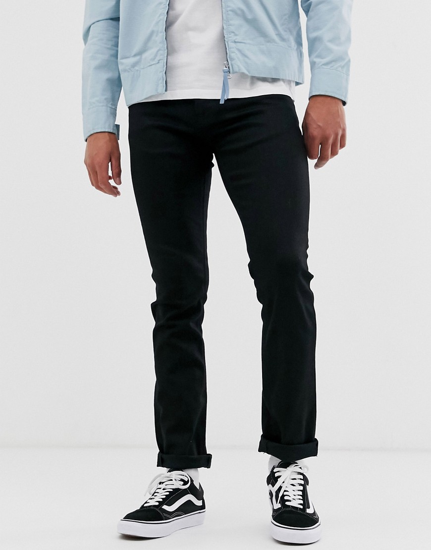 Nudie Jeans Co – Grim Tim – Svarta slim jeans i straight fit