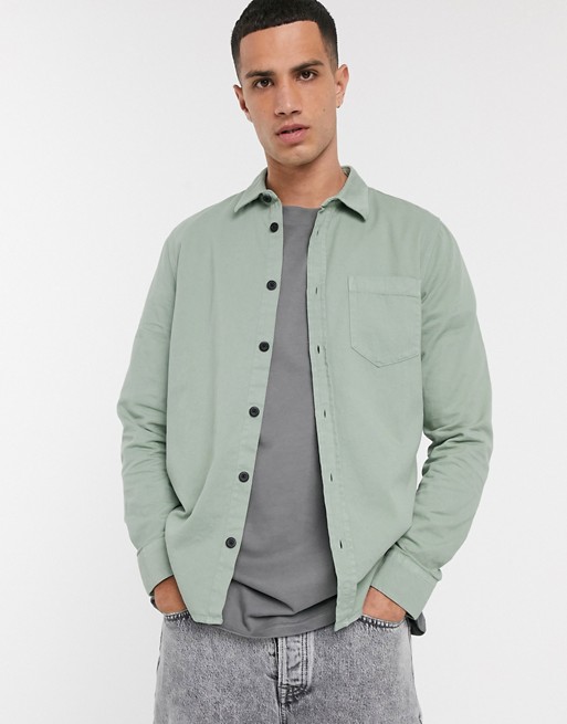 Nudie Jeans Co Henry one pocket shirt in pale green