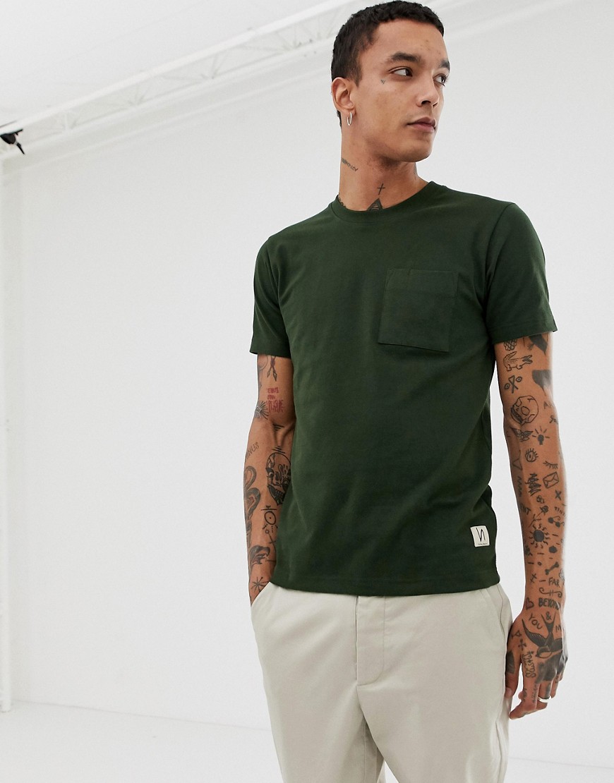 Nudie Jeans Co - Kurt - T-shirt met borstzak in groen