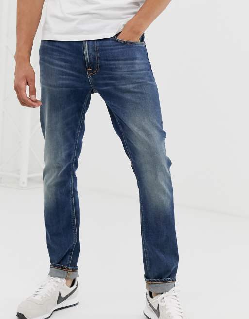 Nudie Jeans Co Lean Dean slim tapered fit jeans in indigo shades wash ...