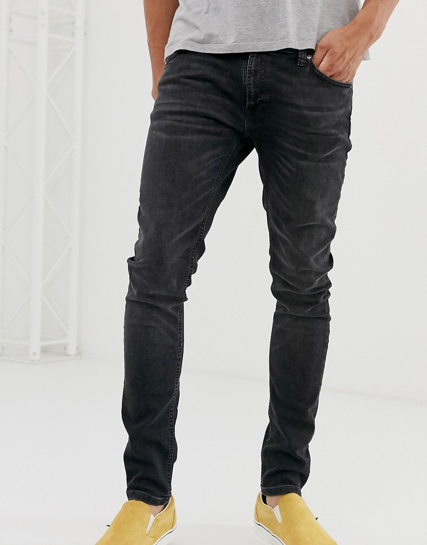 Nudie Jeans Co - Skinny Lin - Jeans skinny lavaggio nero effetto consumato