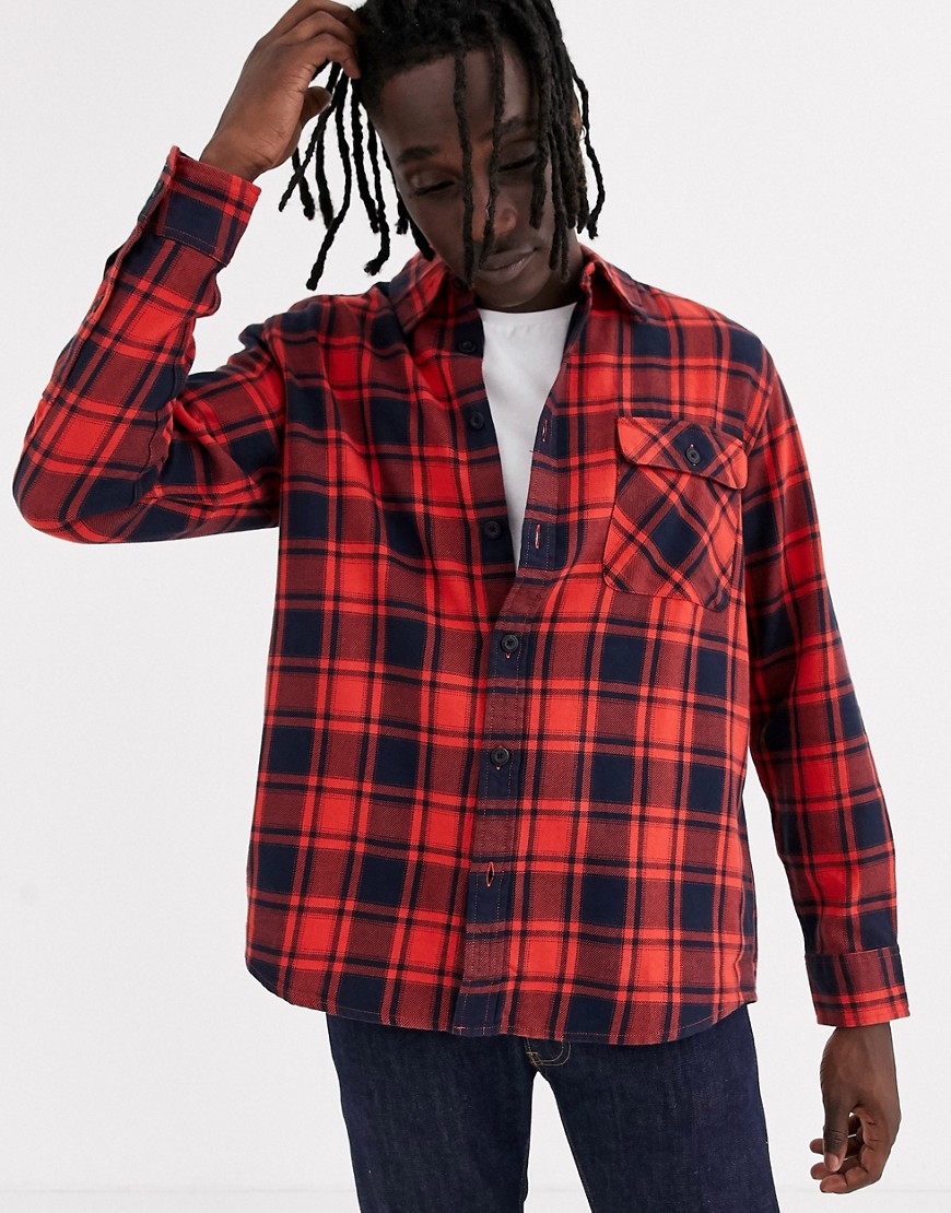 Nudie Jeans Co Sten flannel check shirt in red