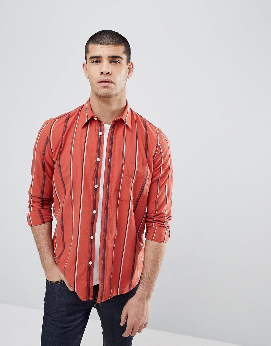 Nudie Jeans Co Sten stripe shirt-Red