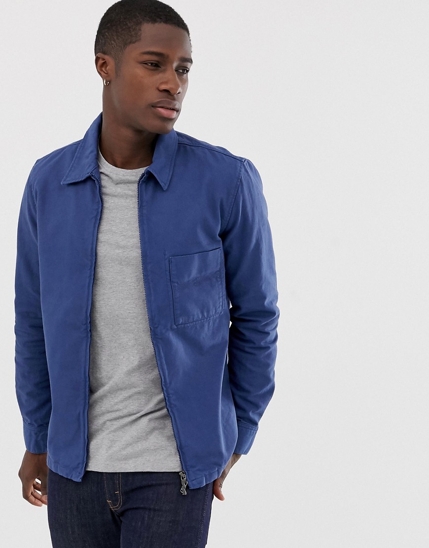 Nudie Jeans Co - Sten - Worker-jakke med lynlås i vasket blå