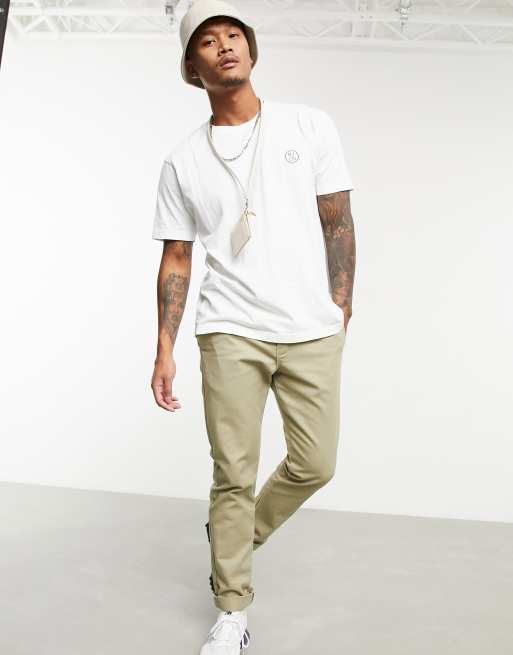 Nudie Jeans Co – Uno – Biały T-shirt z okrągłym logo, 4 z 4