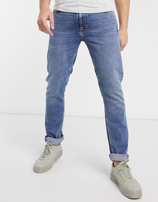 Nudie Jeans Lean Dean slim tapered fit jeans in lost orange