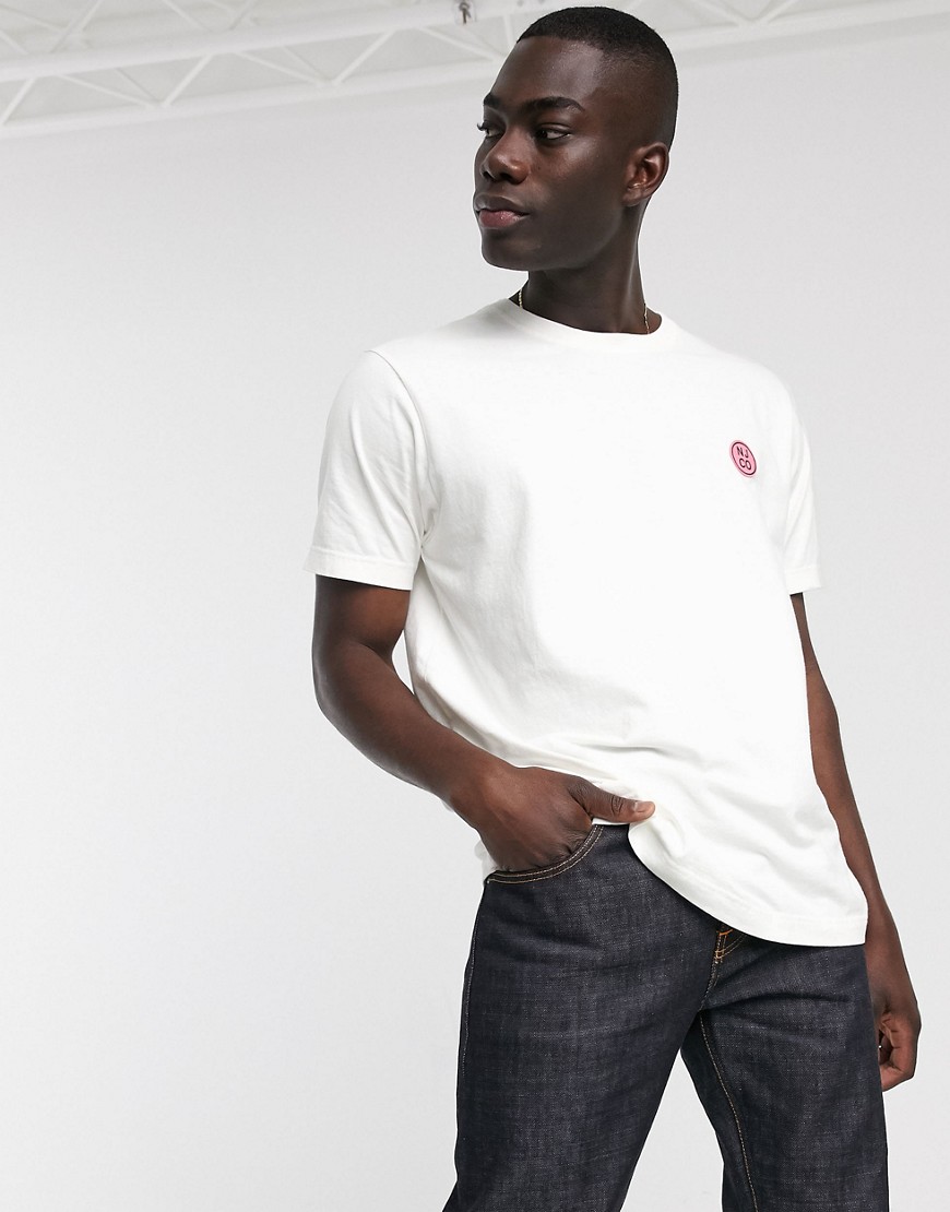 Nudie Jeans – Uno – Vit t-shirt med logga