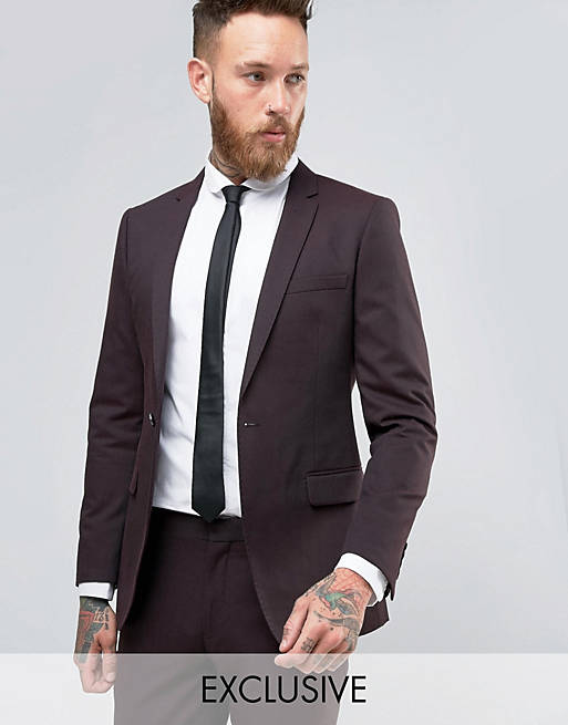 Number Eight Savile Row Skinny Suit Jacket in Micro Herringbone | ASOS