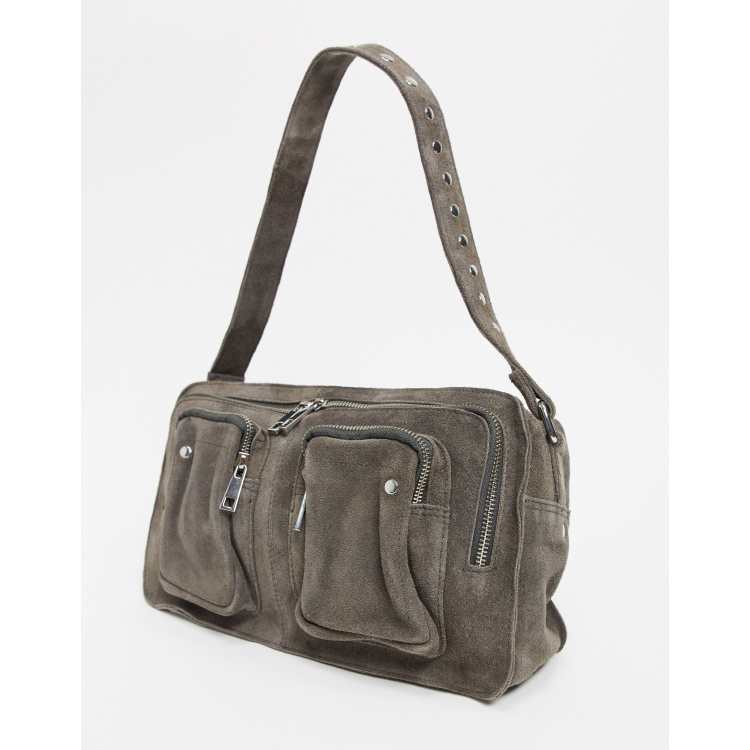 Nunoo Alimakka suede bag with pockets in grey ASOS