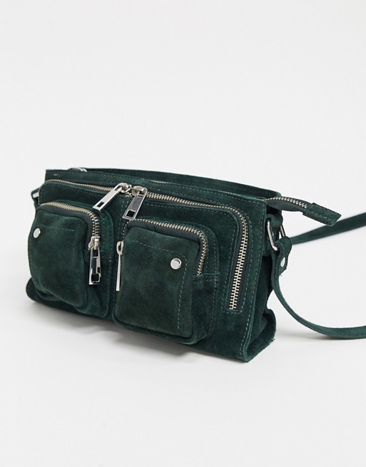 Nunoo Stine suede bag with zip pockets in green