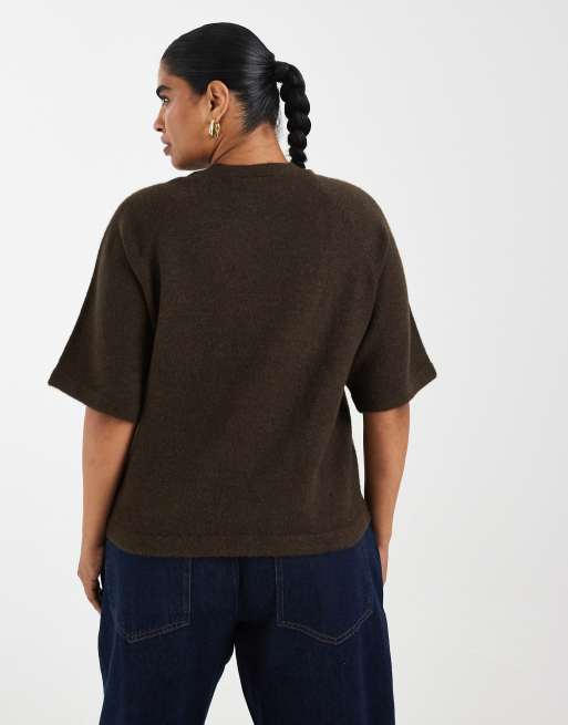 Nur Curve Strickpullover in Dunkelbraun, 3 von 4